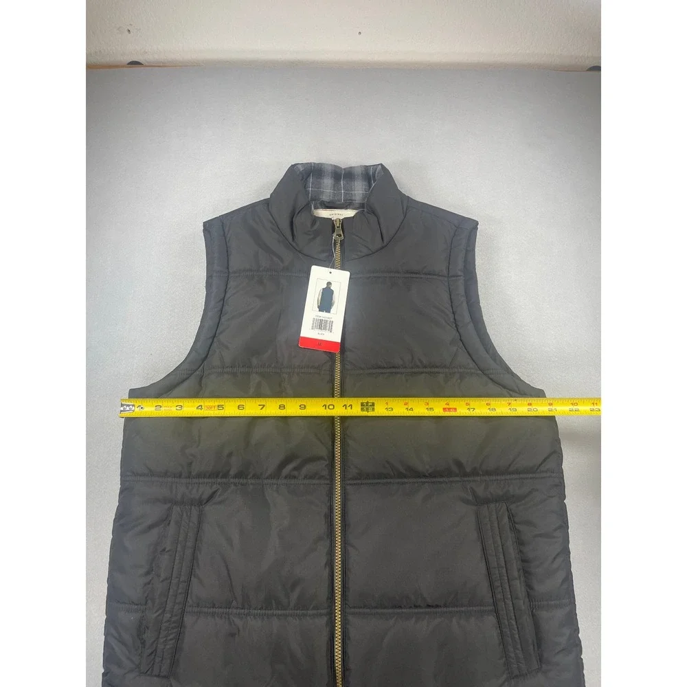 NWT Weatherproof Vintage Mens Black Puffer Vest Flannel Lined Medium